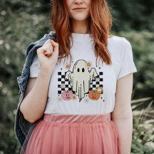 Camiseta de Dia das Bruxas Retro Groovy Ghost para