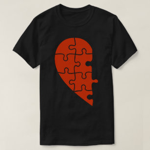 Camiseta de Dia dos Namorados Casais Puzzle Meio C