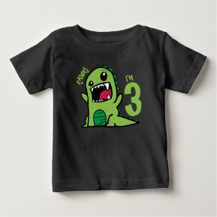 Camiseta de Dinossauro de Aniversário de 3 Anos Ra