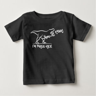 Camiseta de dinossauro de aniversário de 3 anos Ra