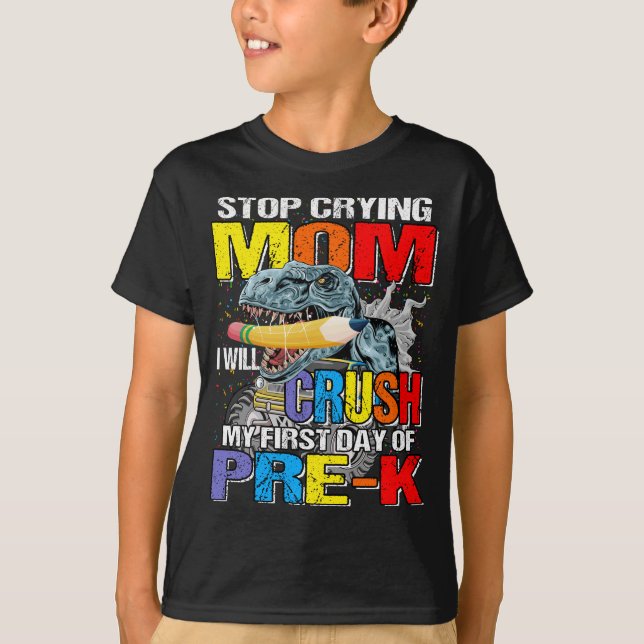 Camiseta de Dinossauro de Caminhão Pré-K (Frente)