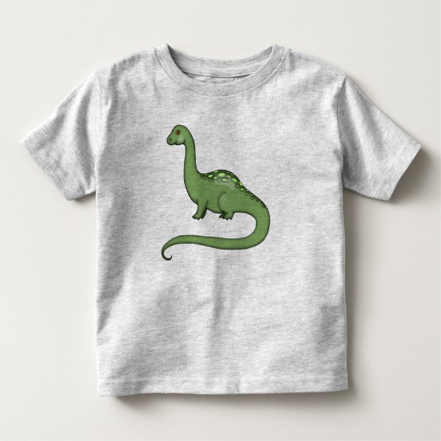 Camiseta de Dinossauro Longo Cute para Crianças (Frente)