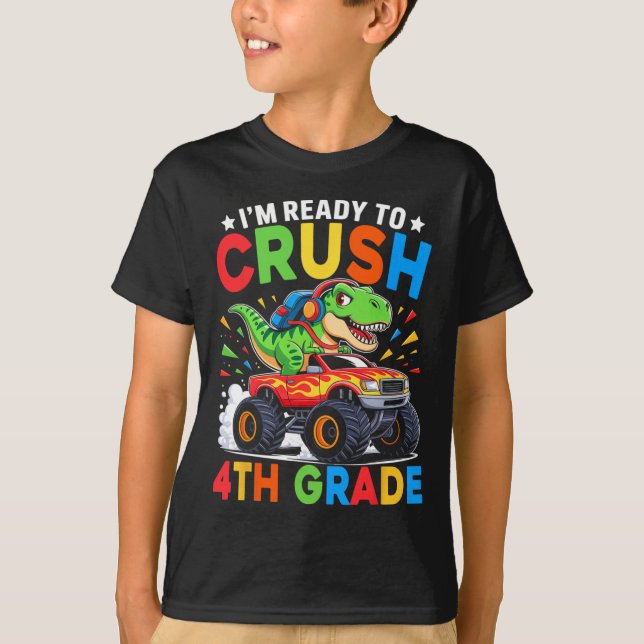 Camiseta de Dinossauro T Rex Monstro de Volta à Es (Frente)