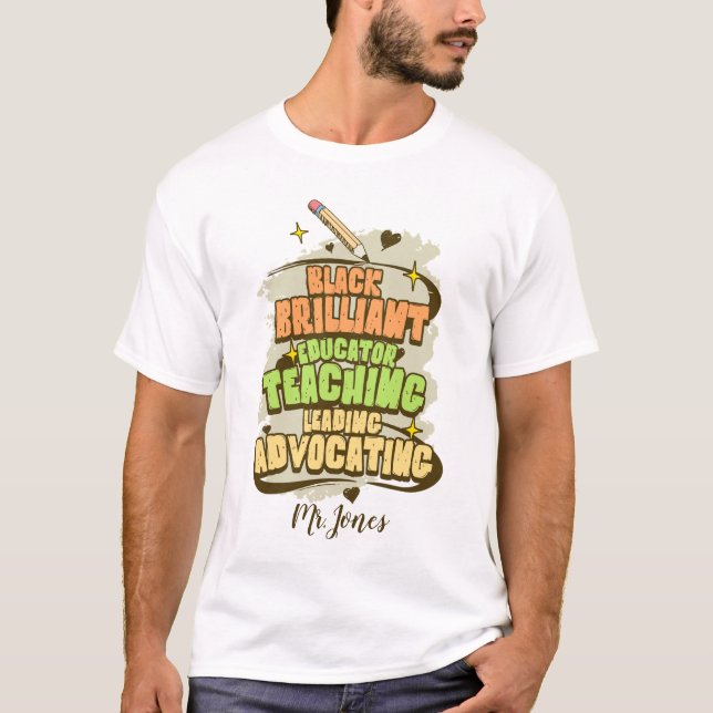 Camiseta de Educador Brilhante Negro (Frente)