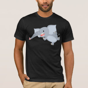 Camiseta de Elefante de Desenho Animado Flutuante