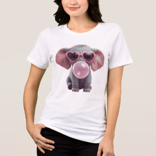 Camiseta de Elefante Fofo com Chiclete