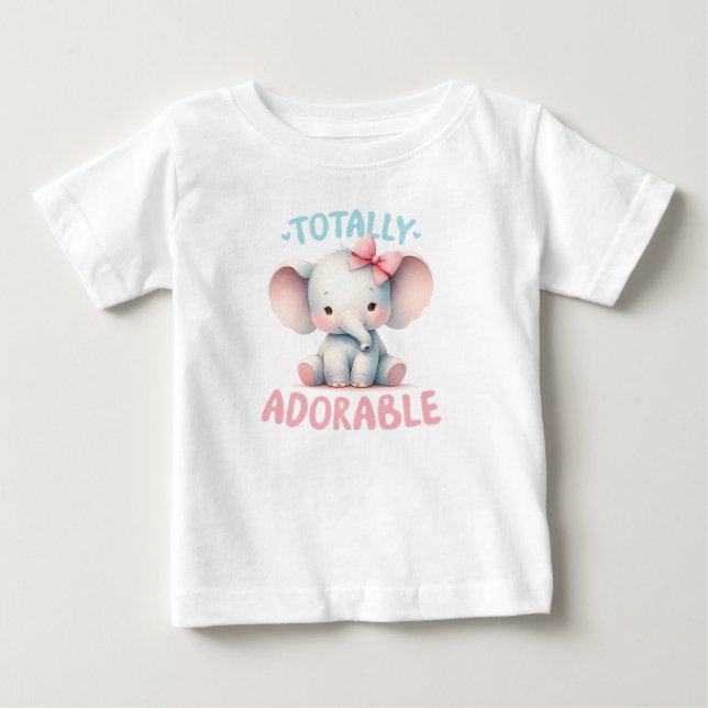 Camiseta de Elefante para Bebês Totalmente Adoráve (Frente)