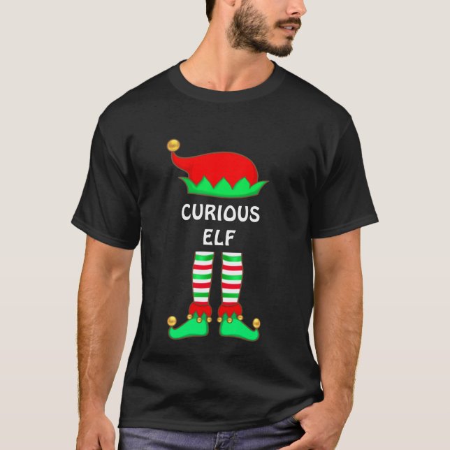 Camiseta de Elfo Curioso de Natal Moderno (Frente)