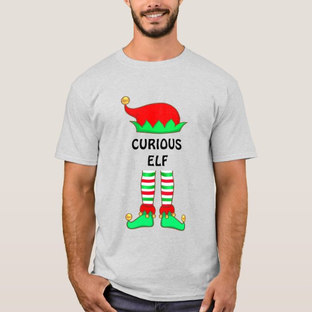 Camiseta de Elfo Curioso de Natal Moderno (Frente)