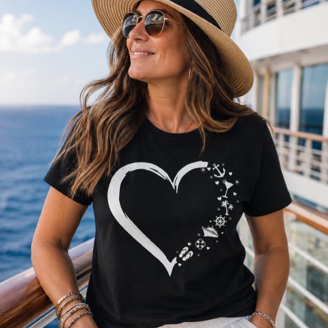 Camiseta de Embarque Cruising Coração Amante de Cr (Criador carregado)