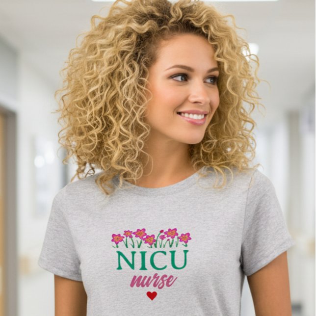 Camiseta de Enfermeira da UTIN Floral (Criador carregado)