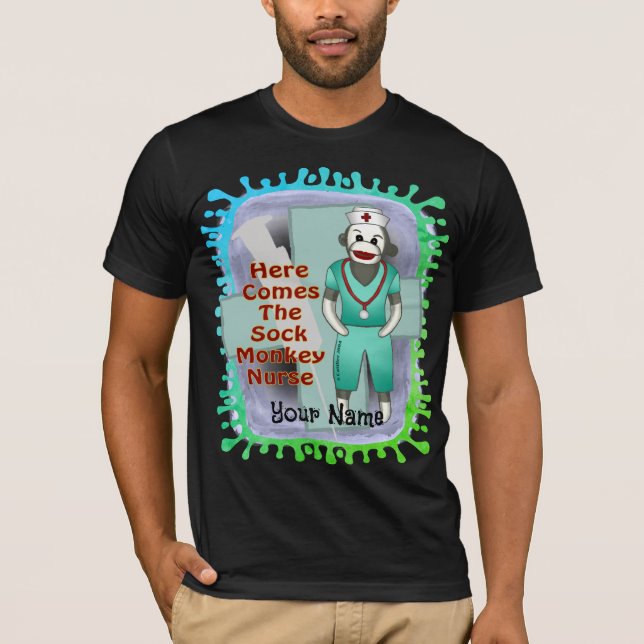 Camiseta de enfermeira do Macaco de Meia (Frente)