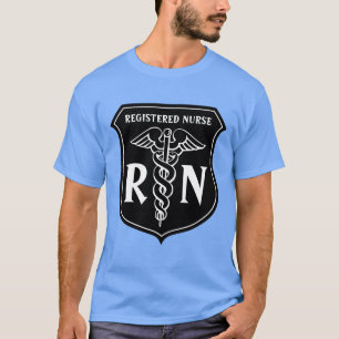 Camiseta de enfermeira registrada RN com símbolo c