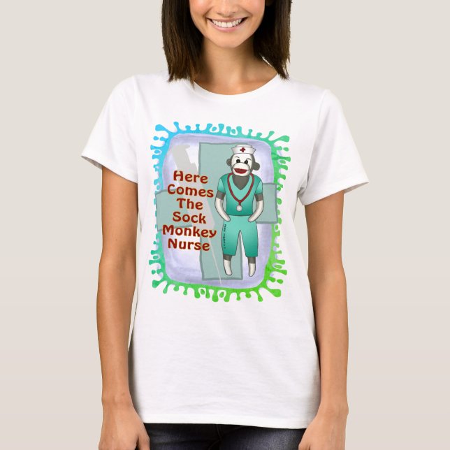 Camiseta de enfermeira Sock Monkey (Frente)