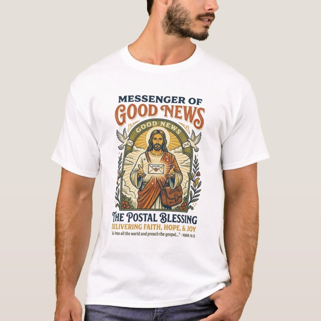 Camiseta de Entrega de Trabalhador Postal de Jesus (Frente)