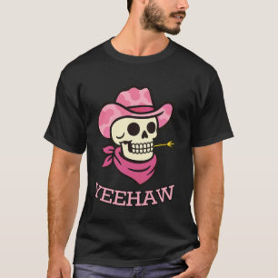 Camiseta de Esqueleto de Cowgirl Yeehaw Chapéu Ros