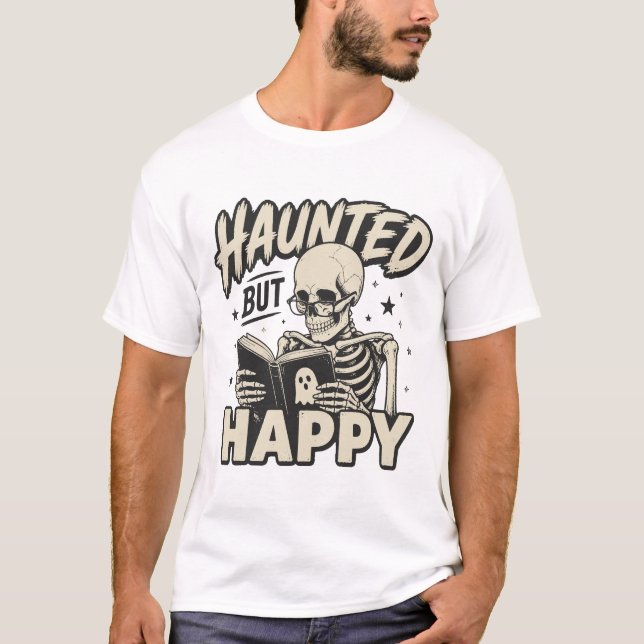 Camiseta de Esqueleto Feliz Lendo (Frente)