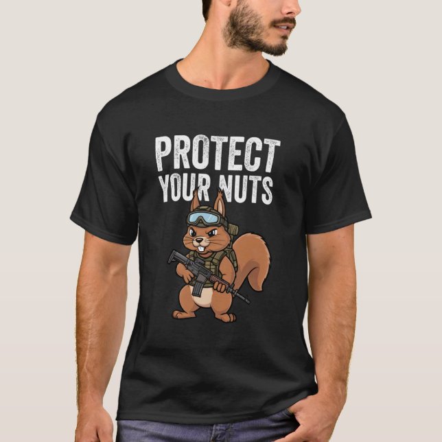 Camiseta de Esquilo Proteja Seus Nozes Esquilo Eng (Frente)