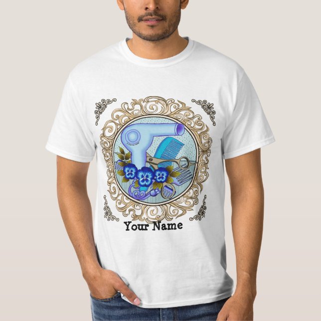Camiseta de Esteticista Fancy Blue Pansy (Frente)