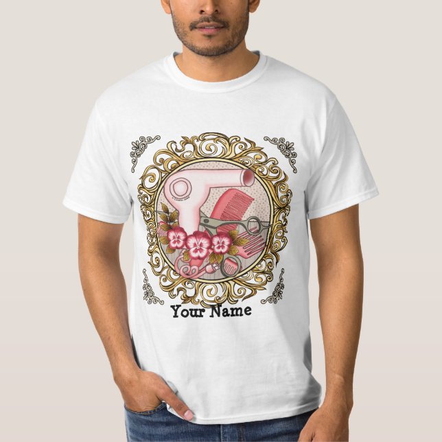 Camiseta de Esteticista Fancy Pink Pansy (Frente)