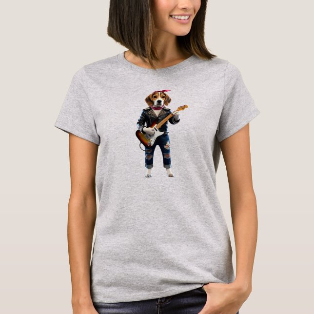 Camiseta de Estrela do Rock Beagle Fofa (Frente)