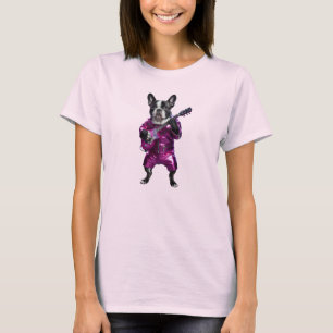 Camiseta de estrela do rock cachorrinho francês fo
