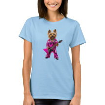 Camiseta de estrela do rock Yorkie fofa