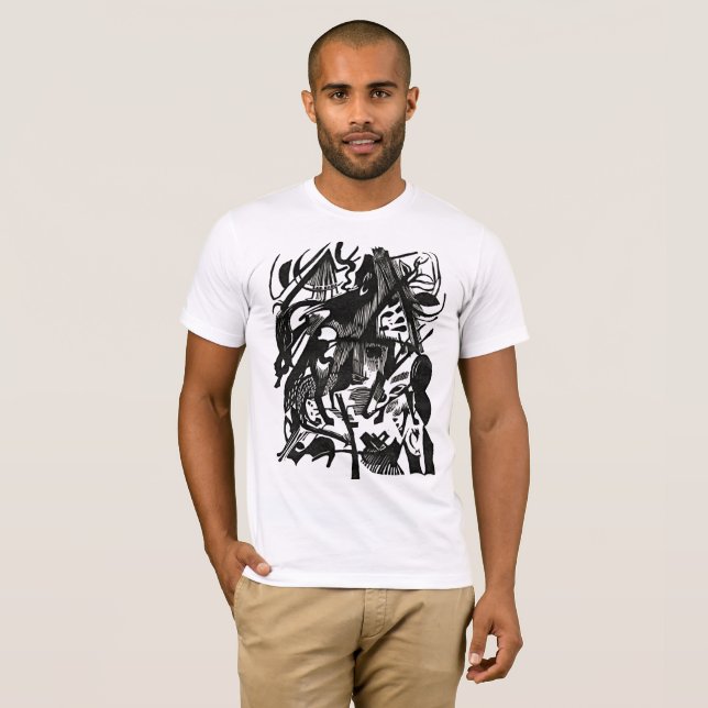 Camiseta de Expressão Retro Preto e Branco Wolves  (Frente Completa)
