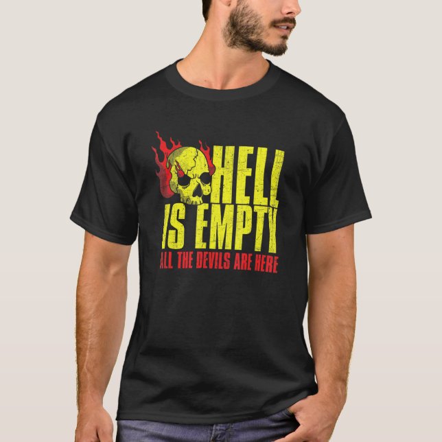 Camiseta de Fã de Terror Assustador Caveira Vazia  (Frente)