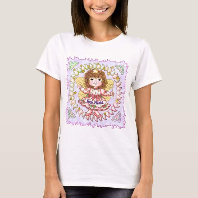 Camiseta de fada menina Rosa (Frente)
