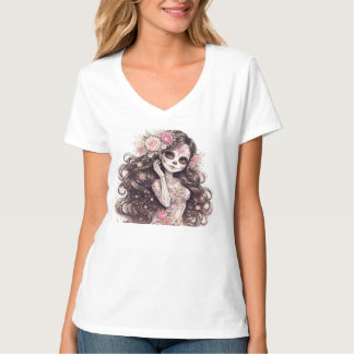 Camiseta de Fantasia Floral Gótica Caprichosa Meni