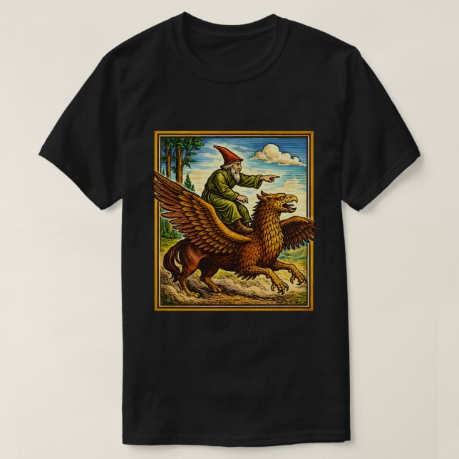 Camiseta de Fantasia Retro Medieval com Cavaleiro  (Frente do Design)