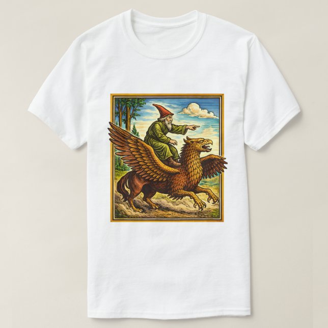Camiseta de Fantasia Retro Medieval com Cavaleiro  (Frente do Design)