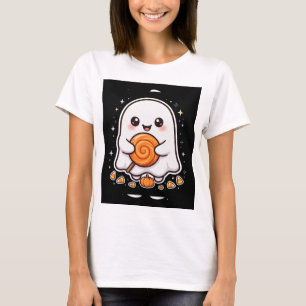 Camiseta de Fantasma Fofo com Pirulito