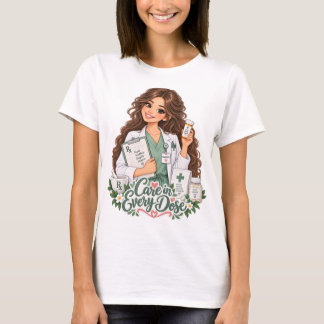 Camiseta de Farmacêutico 'Cuidado em Cada Dose'