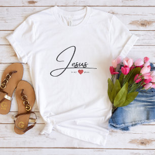 Camiseta de fé para mulheres   Jesus de coração