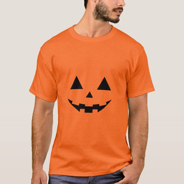 Camiseta de Feriado com Rosto de Abóbora de Hallow (Frente)