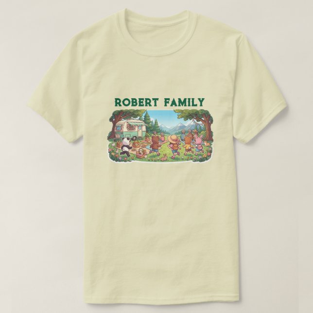 Camiseta de Férias de Acampamento Fofo com Nome da (Frente do Design)