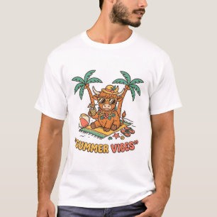 Camiseta de Férias de Praia Vaca das Terras Altas 