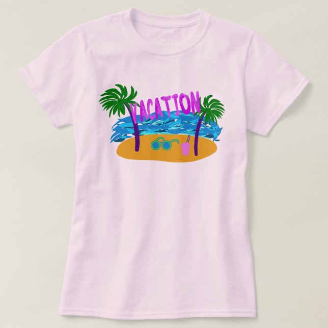 Camiseta de Férias na Ilha (Frente do Design)