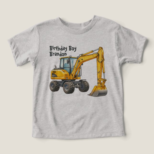 Camiseta de festa de aniversário de construção Dig (Design frontal)
