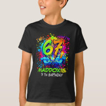 Camiseta de festa de aniversário de seis sete anos