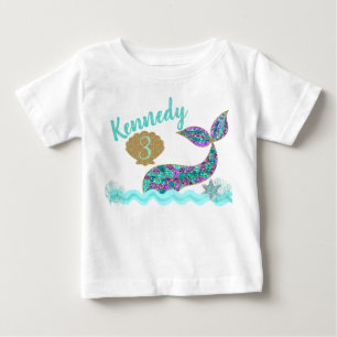 Camiseta de festa de aniversário de sereia, person