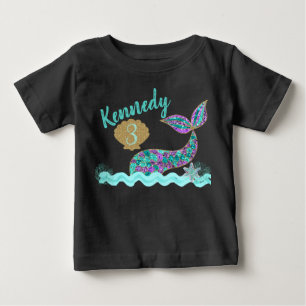 Camiseta de festa de aniversário de sereia, Raglan