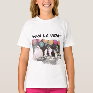 Camiseta de festa de esqueleto colorido Viva La Vi