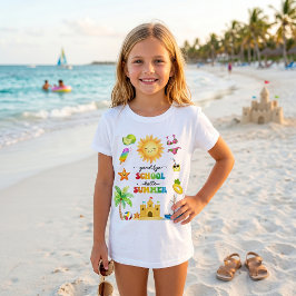 Camiseta de festa de verão Adeus Escola Olá