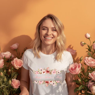Camiseta de Flor de Aquarela Rosa Elegante