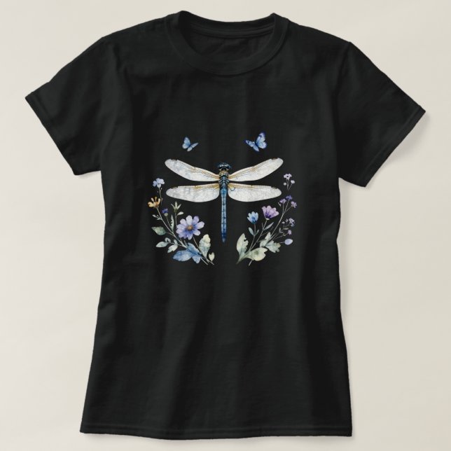 Camiseta de Flor de Dragão de Borboleta de Aquarel (Frente do Design)