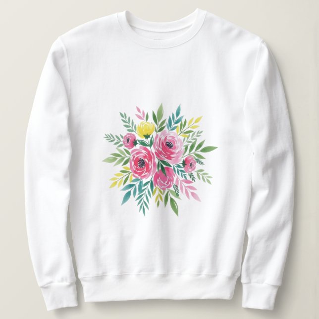 Camiseta de flor silvestre, de cor natural, de uso (Frente do Design)