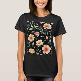 Camiseta de Flores Aquarela